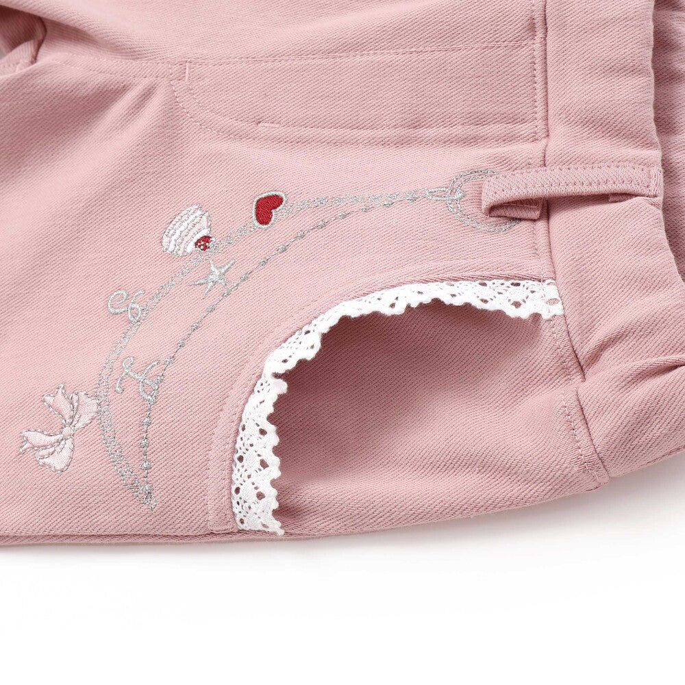日本童裝  SLAP SLIP 刺繡圖案薄抓毛長褲 80-130cm 女童款 冬季 PANTS