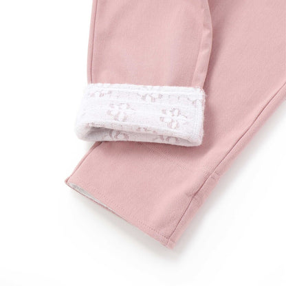 日本童裝  SLAP SLIP 刺繡圖案薄抓毛長褲 80-130cm 女童款 冬季 PANTS