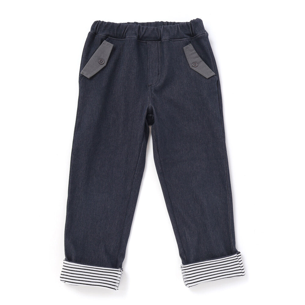 日本童裝  SLAP SLIP 撞色斜紋薄抓毛長褲 80-130cm 男童款 冬季 PANTS