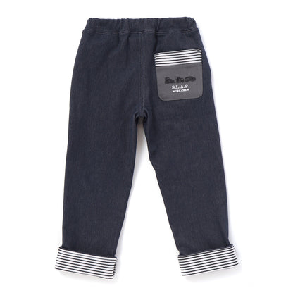 日本童裝  SLAP SLIP 撞色斜紋薄抓毛長褲 80-130cm 男童款 冬季 PANTS