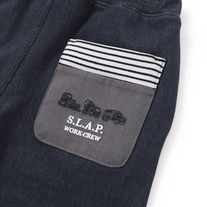 日本童裝  SLAP SLIP 撞色斜紋薄抓毛長褲 80-130cm 男童款 冬季 PANTS
