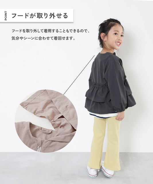 Japanese children's clothing dev!rock waterproof series skirt thin jacket with detachable hood 100-160cm girls spring and summer OUTERWEAR