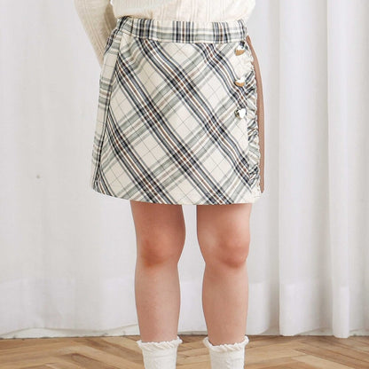 日本童裝  SLAP SLIP 格紋拼接裙褲 90-130cm 女童款 秋季 PANTS