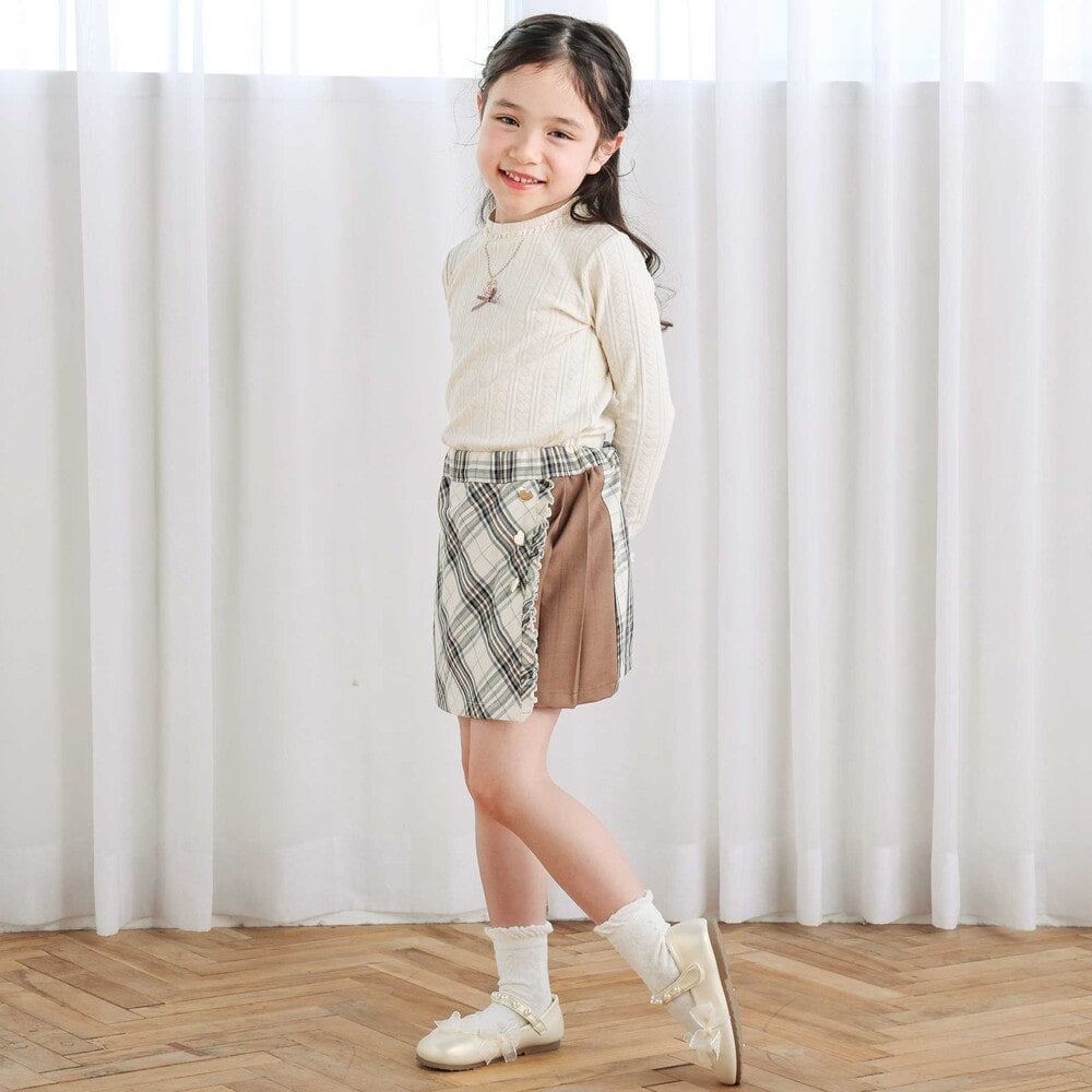 日本童裝  SLAP SLIP 格紋拼接裙褲 90-130cm 女童款 秋季 PANTS