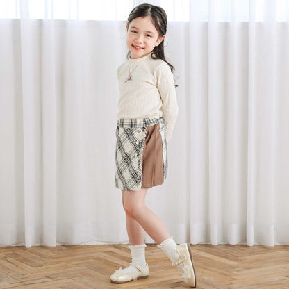 日本童裝  SLAP SLIP 格紋拼接裙褲 90-130cm 女童款 秋季 PANTS