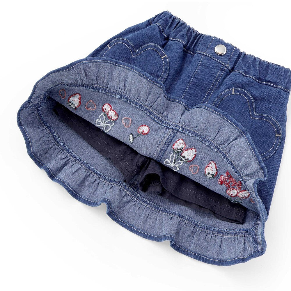 日本童裝  SLAP SLIP 心型口袋荷葉邊短裙 90-130cm 女童款 秋季 SKIRTS