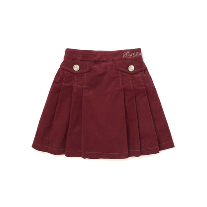 日本童裝  SLAP SLIP 百摺燈芯絨短裙 90-130cm 女童款 冬季 SKIRTS  聖誕紅/新年紅