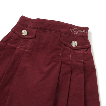日本童裝  SLAP SLIP 百摺燈芯絨短裙 90-130cm 女童款 冬季 SKIRTS  聖誕紅/新年紅