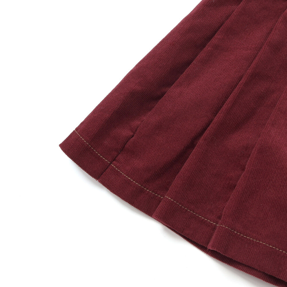 日本童裝  SLAP SLIP 百摺燈芯絨短裙 90-130cm 女童款 冬季 SKIRTS  聖誕紅/新年紅