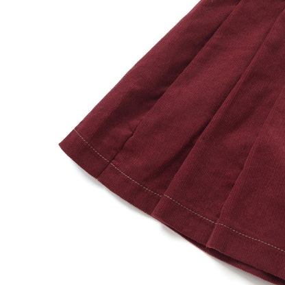 日本童裝  SLAP SLIP 百摺燈芯絨短裙 90-130cm 女童款 冬季 SKIRTS  聖誕紅/新年紅