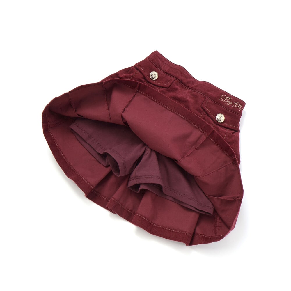 日本童裝  SLAP SLIP 百摺燈芯絨短裙 90-130cm 女童款 冬季 SKIRTS  聖誕紅/新年紅