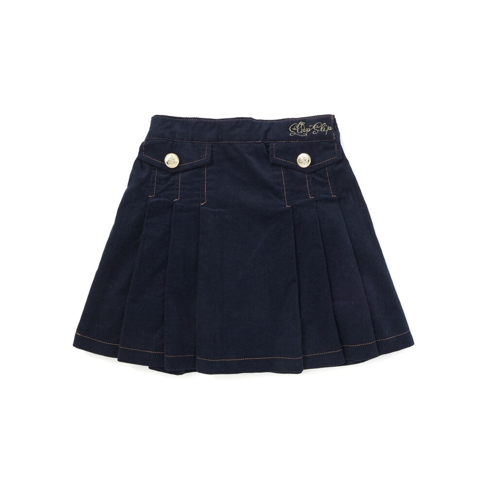 日本童裝  SLAP SLIP 百摺燈芯絨短裙 90-130cm 女童款 冬季 SKIRTS  聖誕紅/新年紅