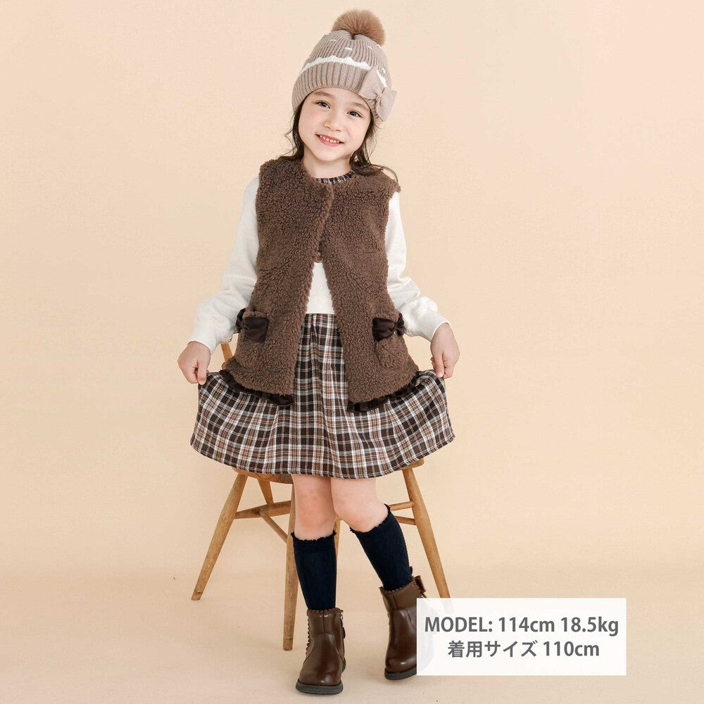 日本童裝  SLAP SLIP 緞帶毛毛背心外套 80-130cm 女童款 冬季 OUTERWEAR