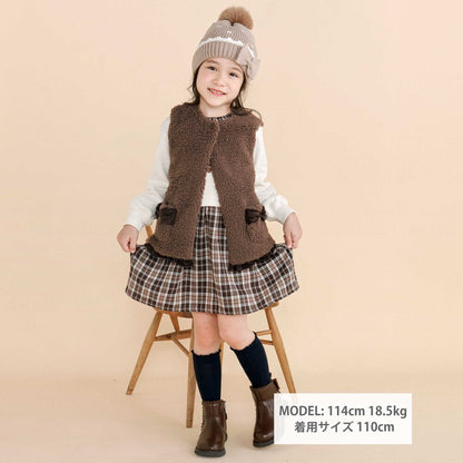 日本童裝  SLAP SLIP 緞帶毛毛背心外套 80-130cm 女童款 冬季 OUTERWEAR