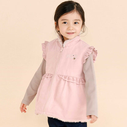 日本童裝  SLAP SLIP 2Way 雙面兩著 肩部荷葉邊毛兒外套 80-130cm 女童款 秋季 OUTERWEAR