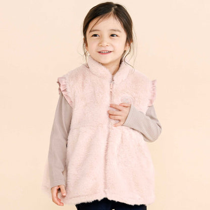 日本童裝  SLAP SLIP 2Way 雙面兩著 肩部荷葉邊毛兒外套 80-130cm 女童款 秋季 OUTERWEAR