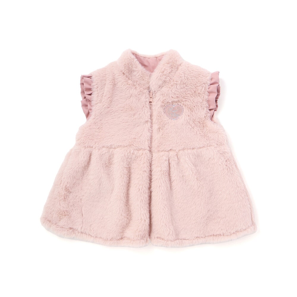 日本童裝  SLAP SLIP 2Way 雙面兩著 肩部荷葉邊毛兒外套 80-130cm 女童款 秋季 OUTERWEAR
