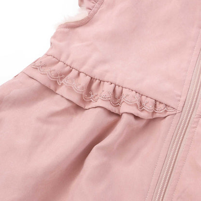 日本童裝  SLAP SLIP 2Way 雙面兩著 肩部荷葉邊毛兒外套 80-130cm 女童款 秋季 OUTERWEAR