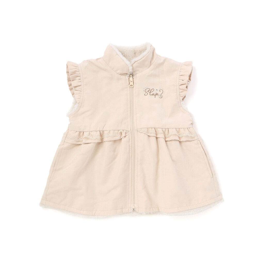 日本童裝  SLAP SLIP 2Way 雙面兩著 肩部荷葉邊毛兒外套 80-130cm 女童款 秋季 OUTERWEAR