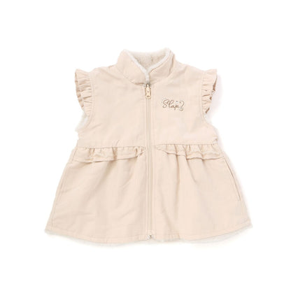 日本童裝  SLAP SLIP 2Way 雙面兩著 肩部荷葉邊毛兒外套 80-130cm 女童款 秋季 OUTERWEAR