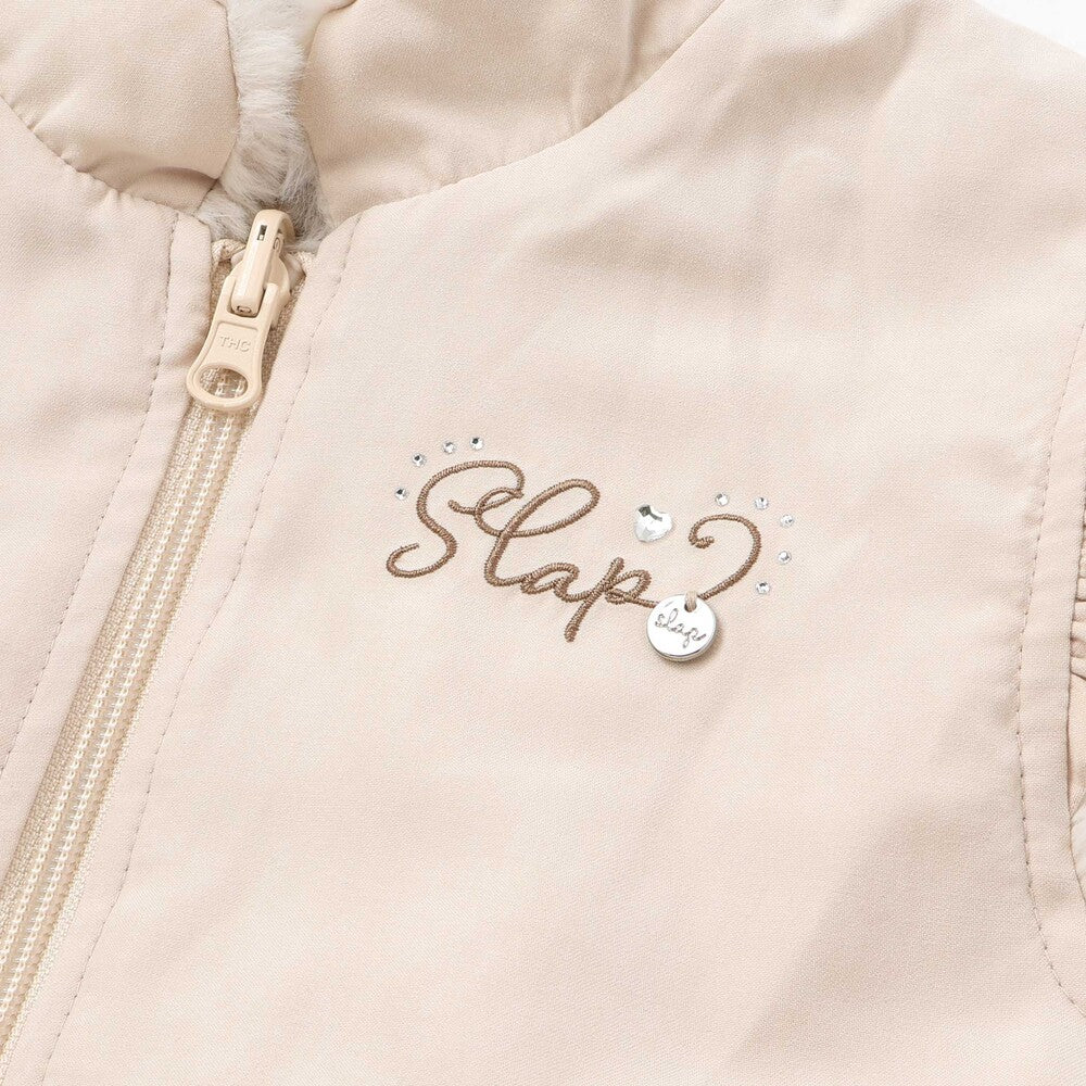 日本童裝  SLAP SLIP 2Way 雙面兩著 肩部荷葉邊毛兒外套 80-130cm 女童款 秋季 OUTERWEAR