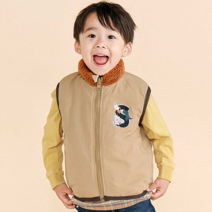 日本童裝  SLAP SLIP 2Way 雙面兩著 拼色背心外套 80-130cm 男童款 秋季 OUTERWEAR