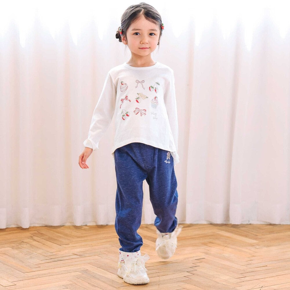 日本童裝  SLAP SLIP 刺繡荷葉邊上衣 80-130cm 女童款 秋季 TOPS