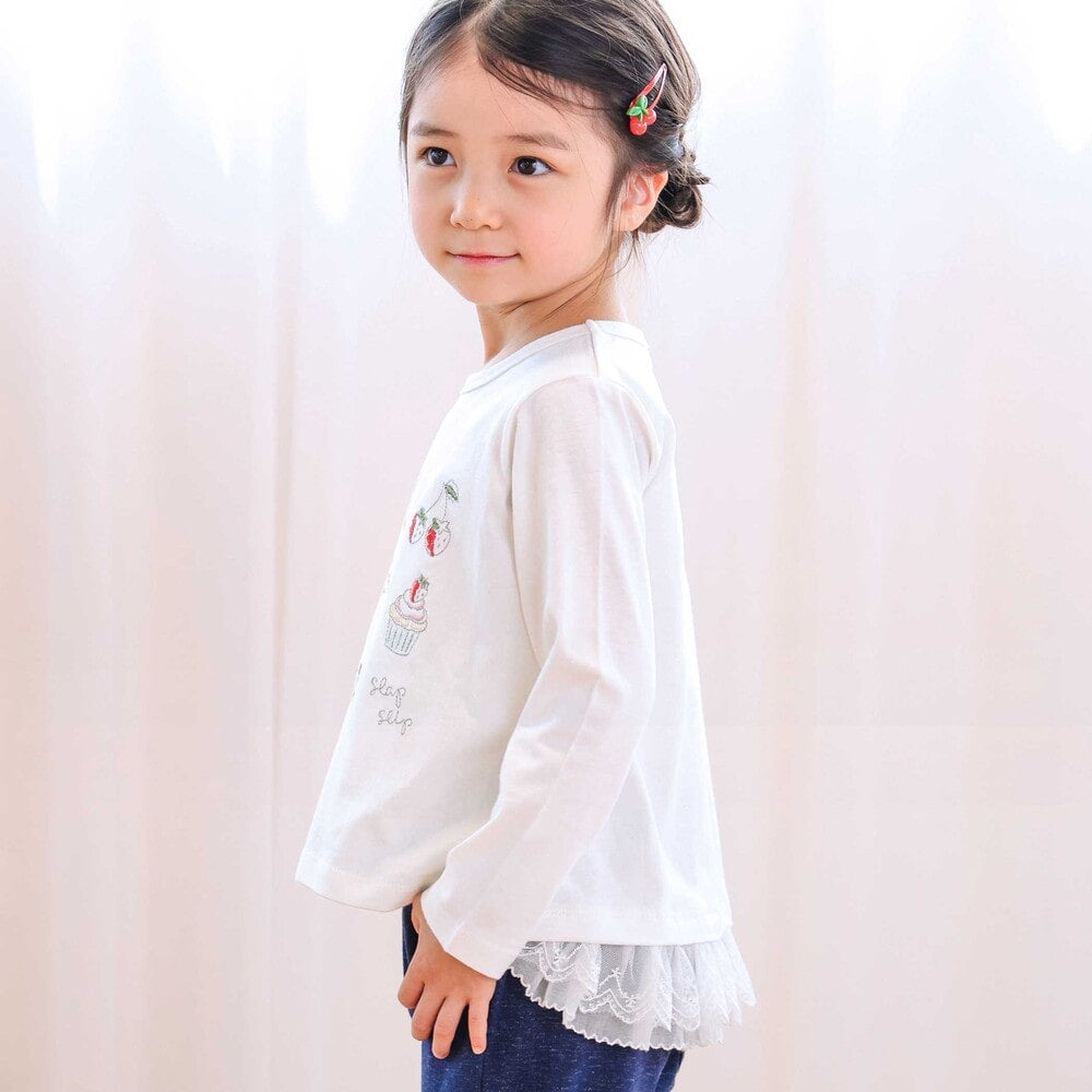 日本童裝  SLAP SLIP 刺繡荷葉邊上衣 80-130cm 女童款 秋季 TOPS