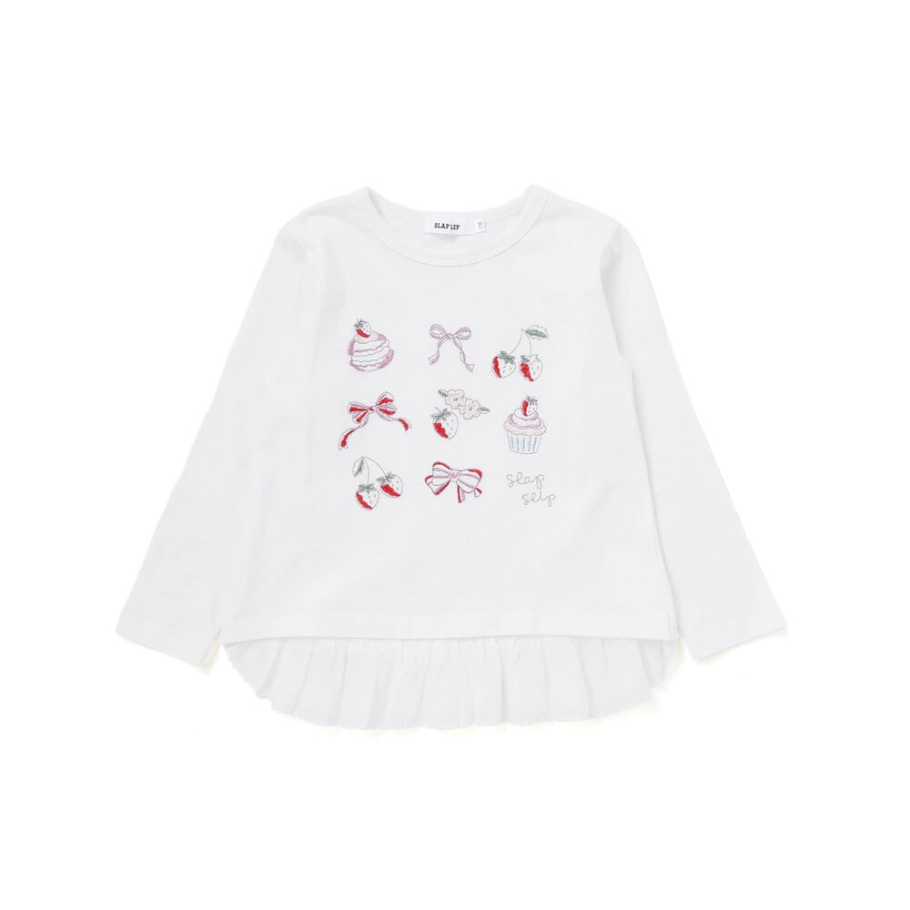 日本童裝  SLAP SLIP 刺繡荷葉邊上衣 80-130cm 女童款 秋季 TOPS