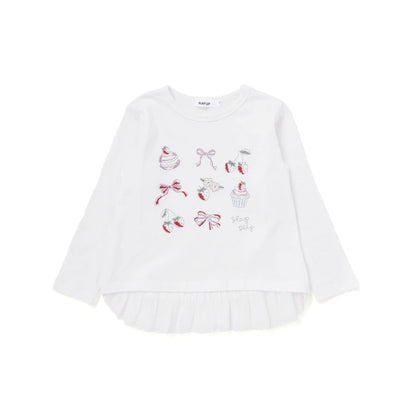 日本童裝  SLAP SLIP 刺繡荷葉邊上衣 80-130cm 女童款 秋季 TOPS