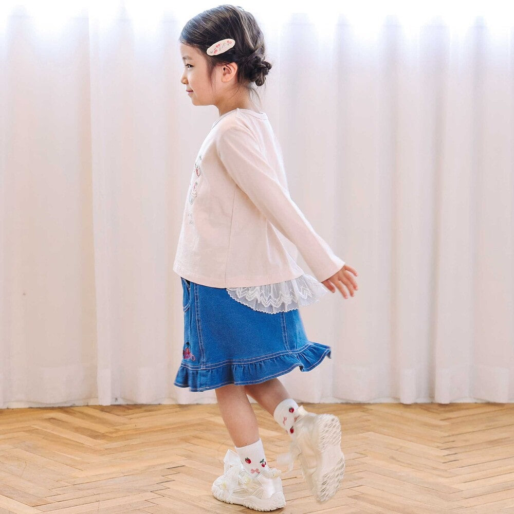 日本童裝  SLAP SLIP 刺繡荷葉邊上衣 80-130cm 女童款 秋季 TOPS