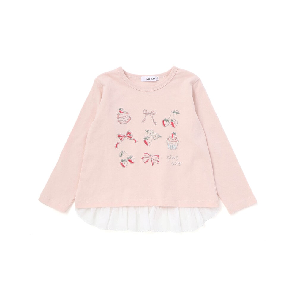 日本童裝  SLAP SLIP 刺繡荷葉邊上衣 80-130cm 女童款 秋季 TOPS