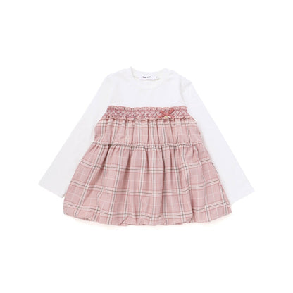 日本童裝  SLAP SLIP 格紋拼接上衣 80-130cm 女童款 秋季 TOPS