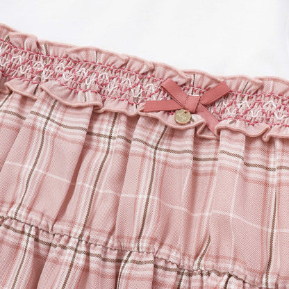 日本童裝  SLAP SLIP 格紋拼接上衣 80-130cm 女童款 秋季 TOPS