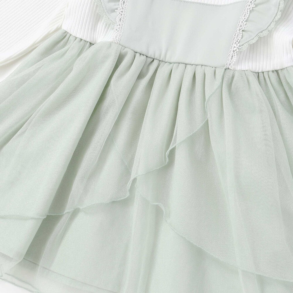 日本童裝  SLAP SLIP 【スラプリ】肩部荷葉邊薄紗上衣 80-130cm 女童款 秋季 TOPS