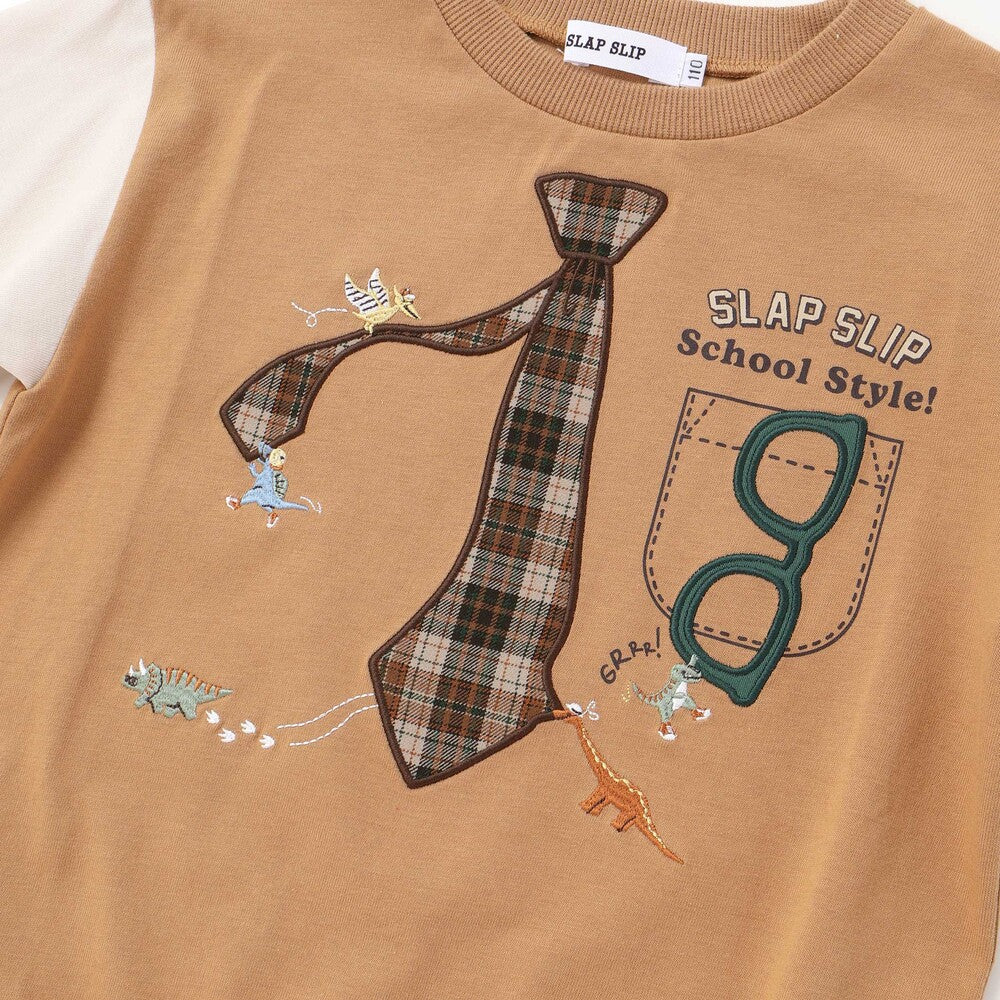 日本童裝  SLAP SLIP 刺繡圖案假兩件上衣 80-130cm 男童款 秋季 TOPS