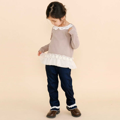 日本童裝  SLAP SLIP 荷葉邊下擺上衣 80-130cm 女童款 秋季 TOPS
