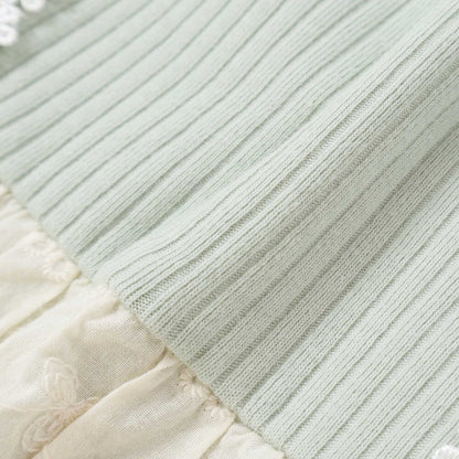 日本童裝  SLAP SLIP 薄紗拼接羅紋長袖上衣 80-130cm 女童款 秋季 TOPS