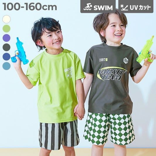 Japanese children's clothing dev!rock UV-blocking amphibious swimsuit two-piece set 100-160cm Boys' Summer TOPS PANTS Summer Swimsuit Special