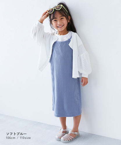 Japanese children's clothing dev!rock ribbed tank dress and short-sleeved top two-piece set 100-160cm girls summer TOPS DRESSES
