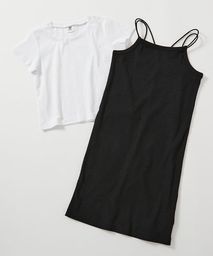 Japanese children's clothing dev!rock ribbed tank dress and short-sleeved top two-piece set 100-160cm girls summer TOPS DRESSES