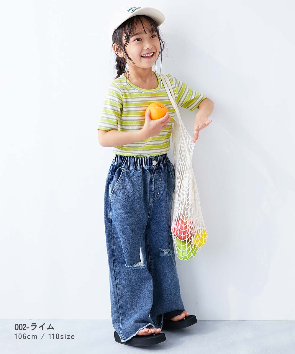日本童裝 dev!rock 羅紋短袖上衣 100-160cm 女童款 夏季 TOPS