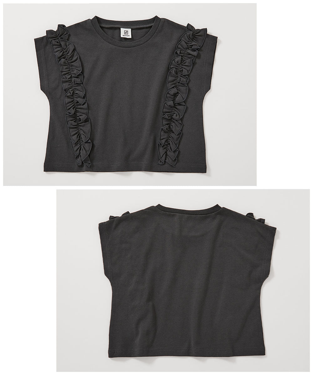 Japanese children's clothing dev!rock lace pattern top 100-160cm girls summer TOPS