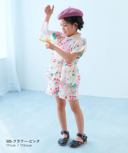 Japanese children's clothing dev!rock Jinbei Japanese Kimono 90-160cm Girls Summer TOPS PANTS Japanese Summer Festival Special