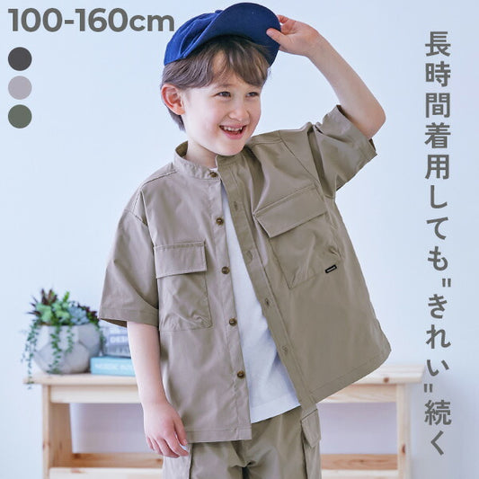 Japanese dev!rock wrinkle-resistant work shirts (100-160cm) for boys and girls (Summer TOPS OUTERWEAR)