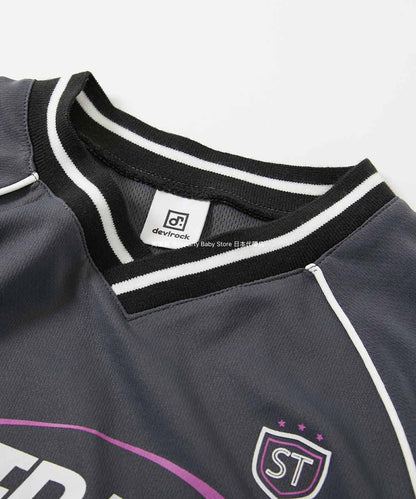 Japanese children's clothing dev!rock Cooling Quick-Drying Series Smooth Stretch Mesh Breathable Sports V-Neck T-shirt 100-160cm Contact Cooling Boys/Girls Summer TOPS Sports Series