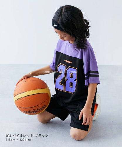Japanese children's clothing dev!rock Cooling Quick-Drying Series Smooth Stretch Mesh Breathable Sports Colorblock T-shirt 100-160cm Contact Cooling Boys/Girls Summer TOPS Sports Series