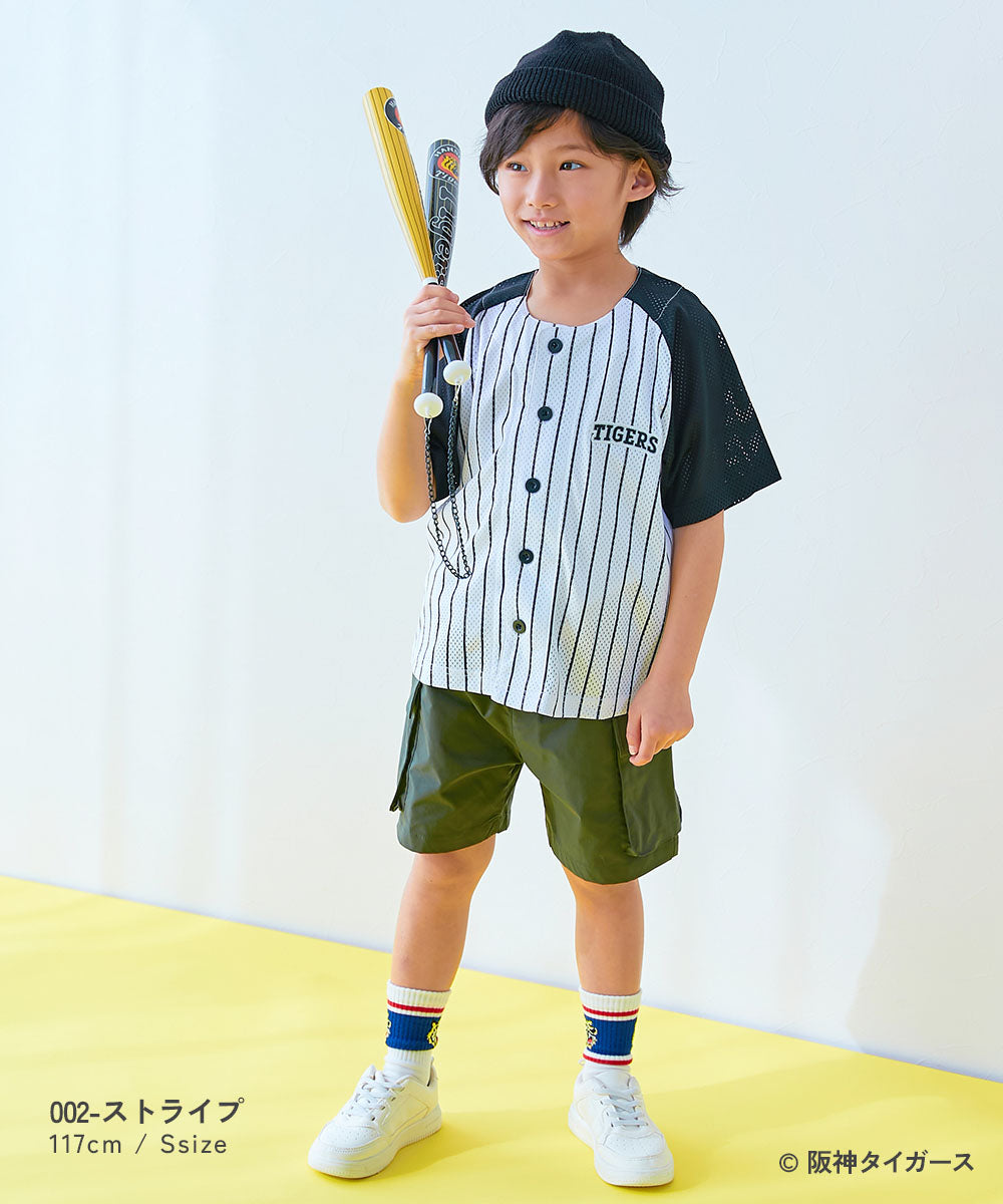 Japanese dev!rock x Hanshin Tigers Mesh Baseball Jacket (100-160cm) for Boys and Girls Summer TOPS OUTERWEAR