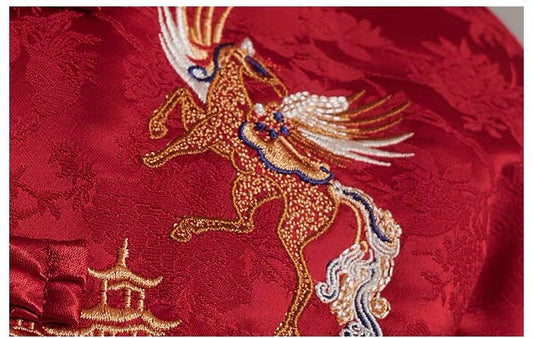 新年童裝 羽絨提花綢緞外套 120-165cm 男童款/女童款 新年中式華服唐裝 新春馬年 2026年