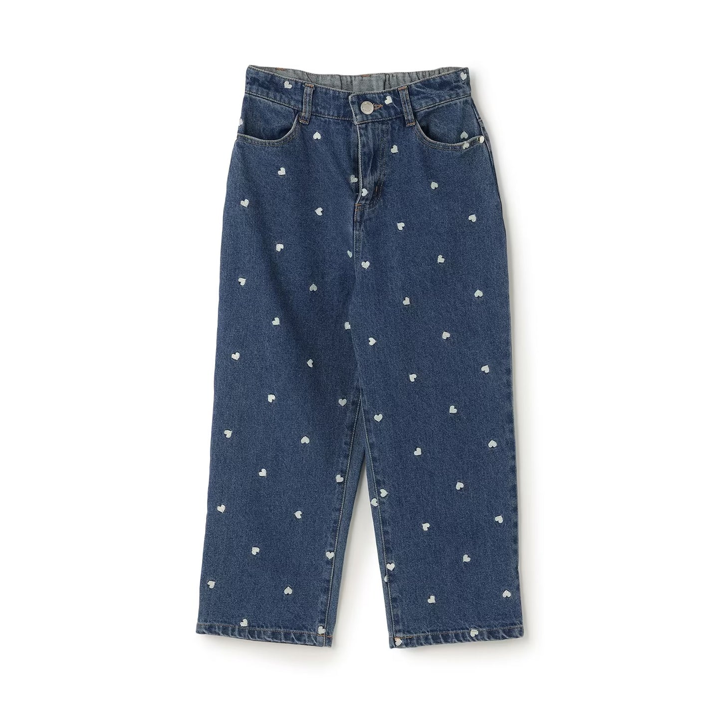 日本童裝 Ly# mine 愛心刺繡印花牛仔褲 100-140cm 女童款 夏季 PANTS